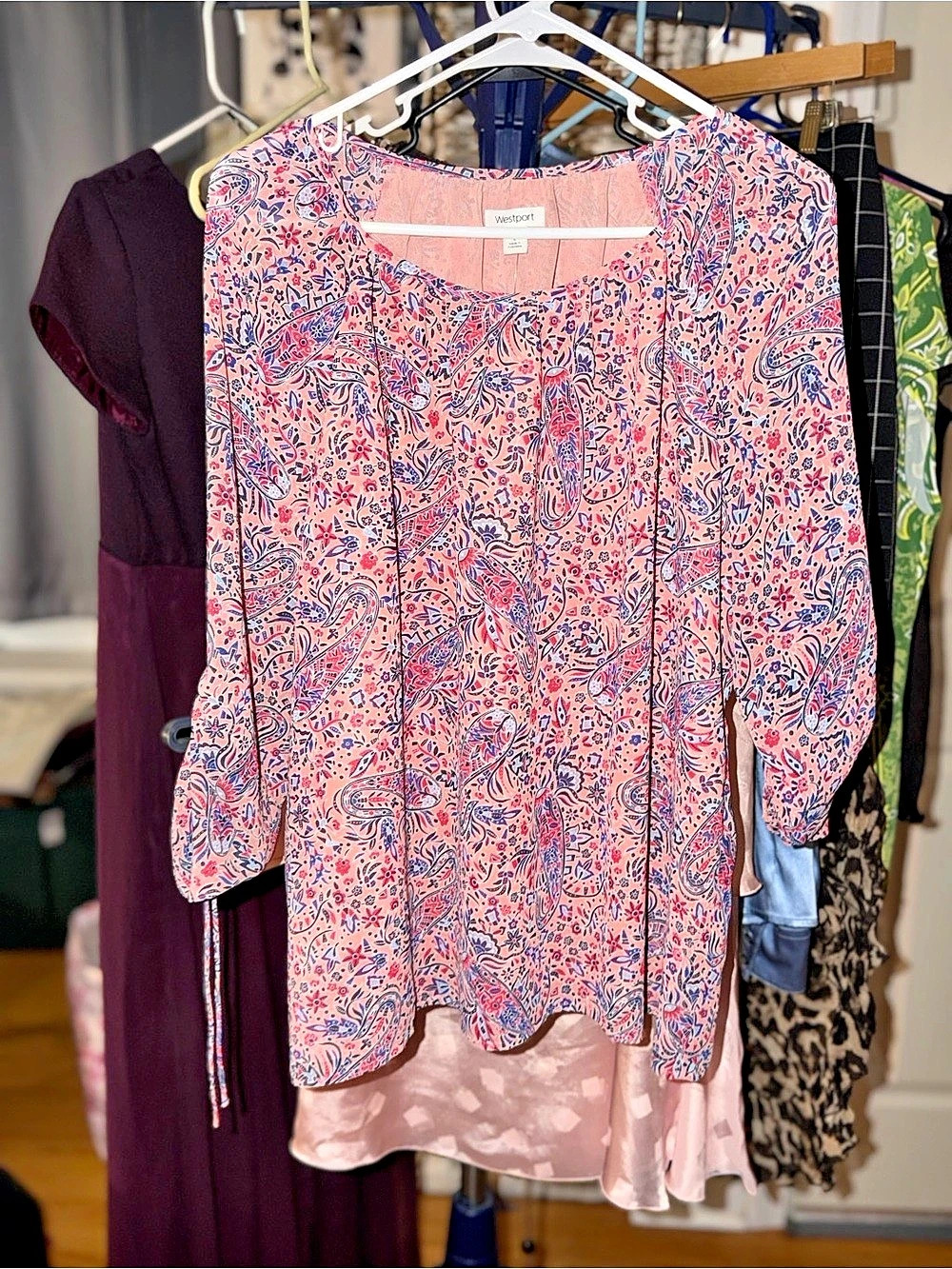 Westport Floral Blouse in Pink & Blue Size Large Like New